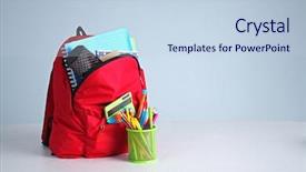 Presentation with old wooden table food - Colorful presentation design enhanced with scribbler - backpack with school supplies backdrop and a  colored foreground