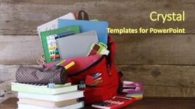  Presentation with old school punk rock leather - Beautiful theme featuring scribbler - backpack with school supplies backdrop and a tawny brown colored foreground