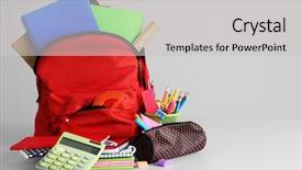  Presentation with backpack - Presentation theme having scribbler - backpack with school supplies background and a  colored foreground