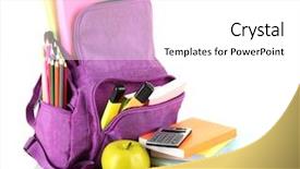  Presentation with purple - Slide deck featuring scribbler - purple backpack with school supplies background and a  colored foreground