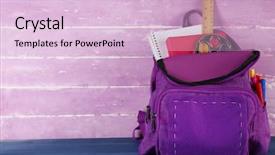  Presentation with backpack - Slides enhanced with scribbler - school backpack on wooden background background and a lemonade colored foreground