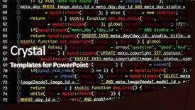  Presentation with code script - PPT layouts having script code on monitor closeup background and a wine colored foreground