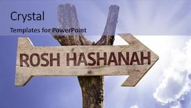  Presentation with rosh hashanah - Audience pleasing PPT theme consisting of scripture - rosh hashanah sign with sky backdrop and a light blue colored foreground