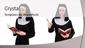  Presentation with scripture - Theme having scripture - young nun with bible isolated background and a white colored foreground