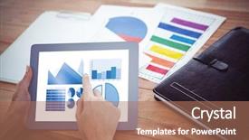  Presentation with shoulder - Slide set featuring scroll chart - blue graphics on white background background and a  colored foreground