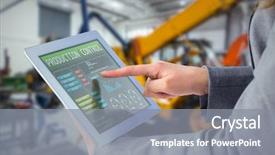  Presentation with mechanic tablet - Colorful theme enhanced with scroll chart - businesswoman using a tablet pc backdrop and a gray colored foreground