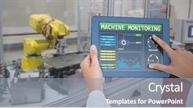  Presentation with machinery - Presentation theme having scroll chart - doctor using tablet pc background and a  colored foreground