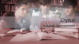  Presentation with university library - Presentation theme featuring core of red ripe apple background and a coral colored foreground