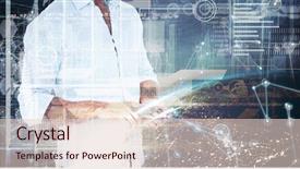  Presentation with smart - Amazing PPT theme having scroll chart - handsome man using smart phone backdrop and a lemonade colored foreground