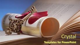  Presentation with certificate - Audience pleasing PPT theme consisting of scroll-of-certificate-and-antique backdrop and a tawny brown colored foreground