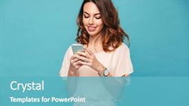  Presentation with scrolling - PPT theme having scrolling through social network background and a teal colored foreground