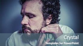  Presentation with white - Colorful PPT layouts enhanced with scrooge - saver man with intense expression backdrop and a ocean colored foreground