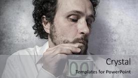  Presentation with save water concept saving - Audience pleasing presentation consisting of scrooge - stingy businessman saving money man backdrop and a light gray colored foreground