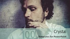  Presentation with save water concept saving - Slides featuring scrooge - stingy businessman saving money man background and a mint green colored foreground