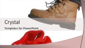  Presentation with graduation ceremony graduation caps hat - Colorful slide deck enhanced with scrooge - workboot stomping on santa hat backdrop and a lemonade colored foreground