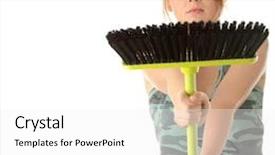  Presentation with cleaning - Colorful slide set enhanced with scrub brush - cute maid woman cleaner backdrop and a  colored foreground