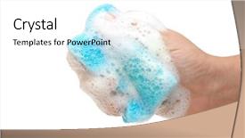  Presentation with kitchen - Beautiful theme featuring scrub brush - hand and kitchen sponge backdrop and a white colored foreground