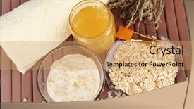  Presentation with facial - Audience pleasing slide deck consisting of scrub brush - homemade facial mask with oats backdrop and a coral colored foreground