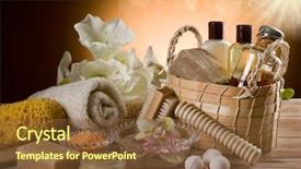  Presentation with handmade spa bath soap - Audience pleasing PPT theme consisting of scrub brush - spa and bath concept backdrop and a tawny brown colored foreground