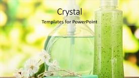  Presentation with hand soap - Amazing presentation theme having scrub hand - cosmetics bottles and natural handmade backdrop and a blonde colored foreground