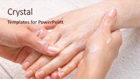  Presentation with medical procedure simulation using blood - Theme consisting of scrub hand - peeling or moisturizing procedure background and a lemonade colored foreground