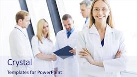  Presentation with nurse team - Theme consisting of scrub nurse - young female doctor and medical background and a sky blue colored foreground