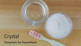  Presentation with baking soda - Amazing PPT theme having scrub rub - bowl of baking soda powder backdrop and a coral colored foreground