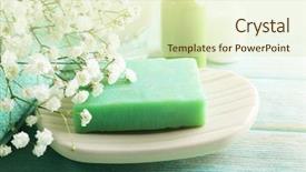  Presentation with soap - Beautiful theme featuring scrub rub - soap on a dish backdrop and a soft green colored foreground