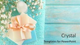  Presentation with soap nut - Audience pleasing slide deck consisting of scrub rub - soap set over towel background backdrop and a arctic colored foreground