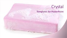  Presentation with foam - Slide deck having scrub rub - soap with foam isolated background and a pink colored foreground
