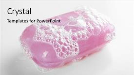  Presentation with soap foam suds - Cool new slide deck with scrub rub - soap with foam isolated backdrop and a white colored foreground