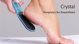  Presentation with beauty salon - Beautiful PPT theme featuring scrub rub - woman scrubbing heel in beauty backdrop and a lemonade colored foreground