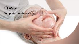  Presentation with beauty salon pedicured feet - Presentation design consisting of scrubs - beauty salon facial massage background and a  colored foreground