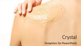  Presentation with woman body - Presentation theme with scrubs - closeup view of young woman background and a lemonade colored foreground