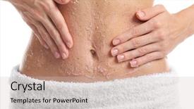  Presentation with woman body - Colorful slide deck enhanced with scrubs - woman applying nourishing scrub backdrop and a light gray colored foreground