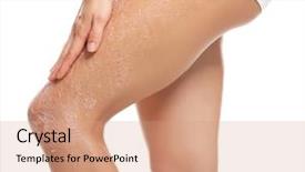  Presentation with leg exam - PPT layouts consisting of scrubs - woman applying rejuvenation scrub background and a coral colored foreground