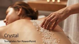  Presentation with spa - Beautiful PPT theme featuring scrubs - young beautiful woman relaxing backdrop and a coral colored foreground