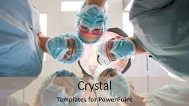  Presentation with operation room - PPT theme with nurse anesthetist - directly below portrait of medical background and a mint green colored foreground