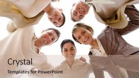  Presentation with scrum - Audience pleasing theme consisting of scrum team - small group of business people backdrop and a coral colored foreground