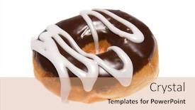  Presentation with bakery - Colorful presentation design enhanced with scrumptious-icing-coated-donut-fresh backdrop and a coral colored foreground