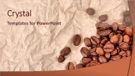  Presentation with ingredients brown sugar coffee beans - Amazing theme having scrunched up papper ball - brown crumpled paper and coffee backdrop and a  colored foreground