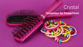  Presentation with hair - Audience pleasing slide set consisting of scrunchies-hairbrush-and-hair-clip backdrop and a violet colored foreground