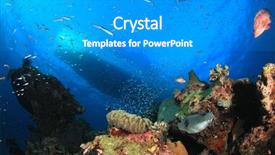  Presentation with coral - Cool new presentation design with scuba dive boat above coral reef backdrop and a gray colored foreground