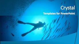  Presentation with scuba diving - Beautiful slide deck featuring scuba diver diving in ocean backdrop and a  colored foreground