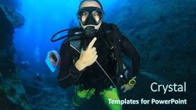  Presentation with caves - Amazing PPT layouts having scuba diver having fun exploring reef and caves backdrop and a navy blue colored foreground