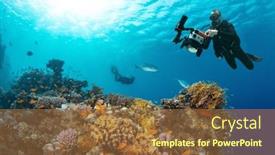  Presentation with deep sea - PPT layouts enhanced with scuba-diver-swimming-in-deep background and a tawny brown colored foreground