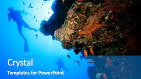  Presentation with divers - Theme with scuba divers and coral reef background and a  colored foreground