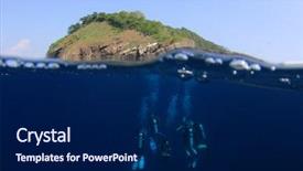  Presentation with divers - Amazing slide deck having scuba divers and island half backdrop and a navy blue colored foreground