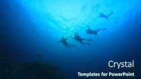  Presentation with divers - PPT theme having scuba divers descend a buoy line background and a ocean colored foreground