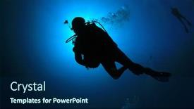 Presentation with scuba diving - Slide set with scuba-divers-diving background and a navy blue colored foreground